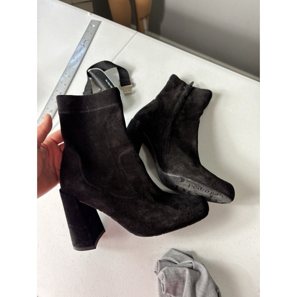 PEDRO GARCIA black suede ankle sock boots booties heels sz 37. - Picture 1 of 12